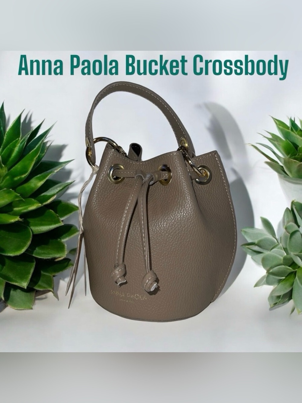 Anna Paola Genuine Leather Made In Italy 🇮🇹 Drawstring Bucket/Crossbody NWT